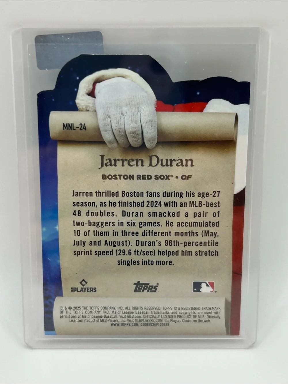 Jarren Duran Topps 'The Nice List' Baseball Card ⚾️ Boston Red Sox